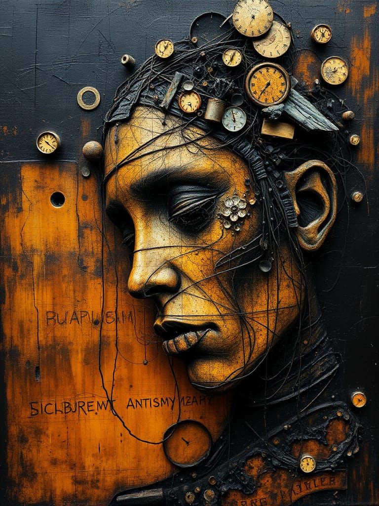 Ethereal Abstraction in Burnt Amber and Black