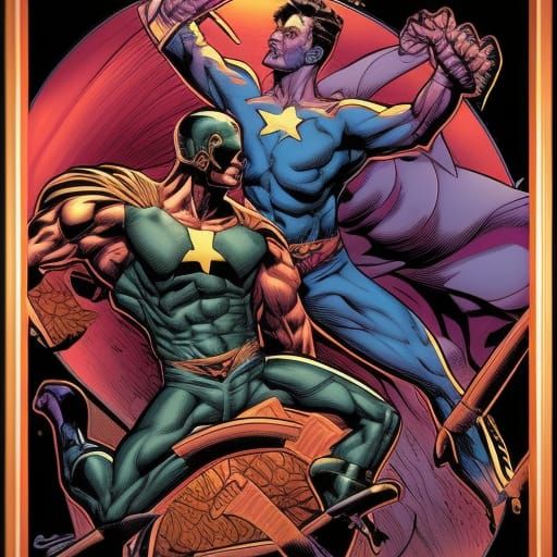 Dynamic Superhero Comic Book Art