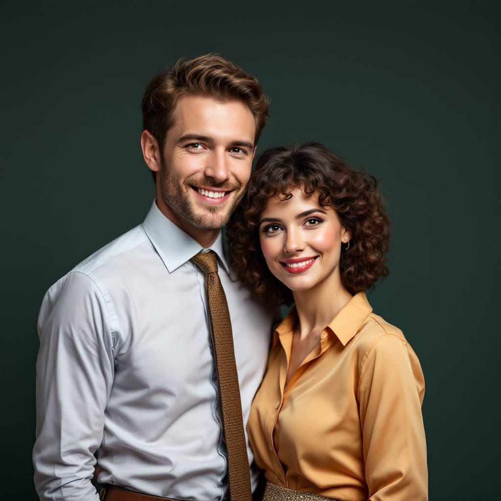Couple Posing in Colorful Attire