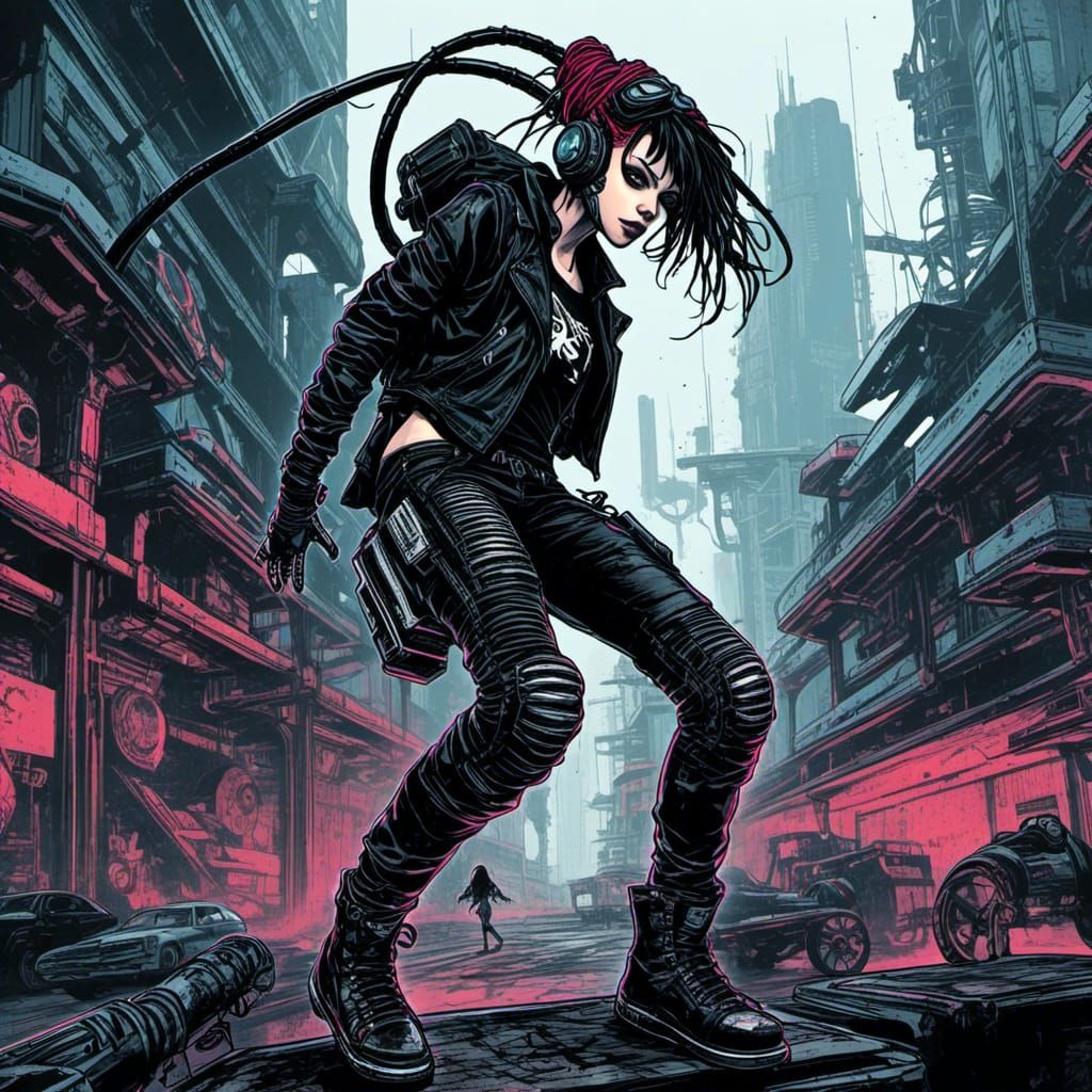 Biomechanical Cyberpunk Girl Does Parkour in Detroit