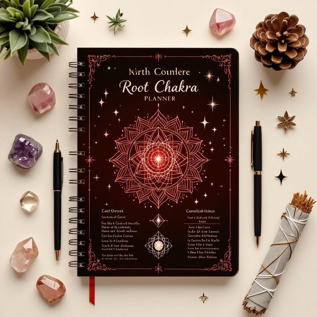 Mystical Chakra Planner Mockup in Modern Spiritual Design