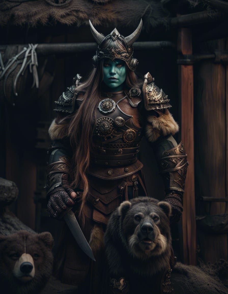 Beauty Orc Warrior with Bear