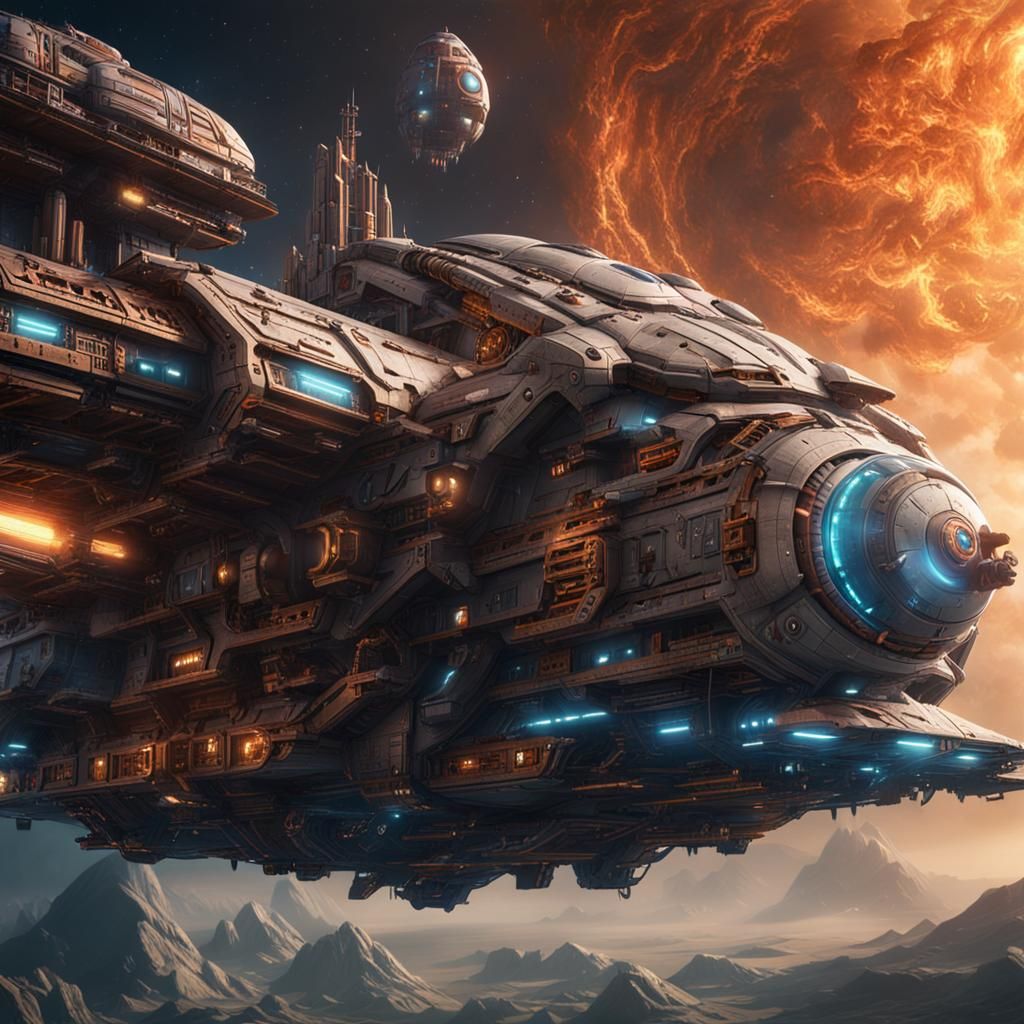 Detailed Sci-Fi Spaceship Matte Painting