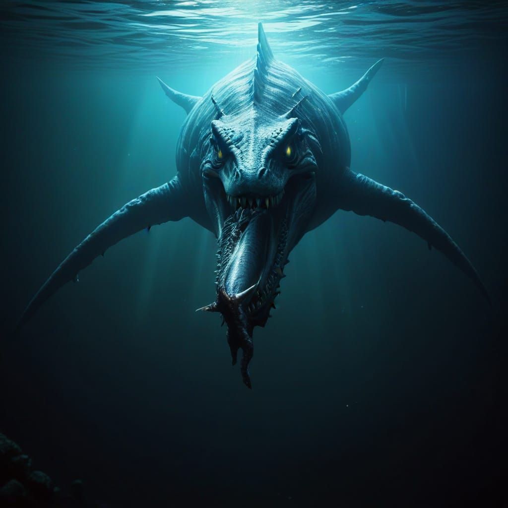 Freddy Krueger as a Terrifying Gargantuan Mosasaur in Dark F...
