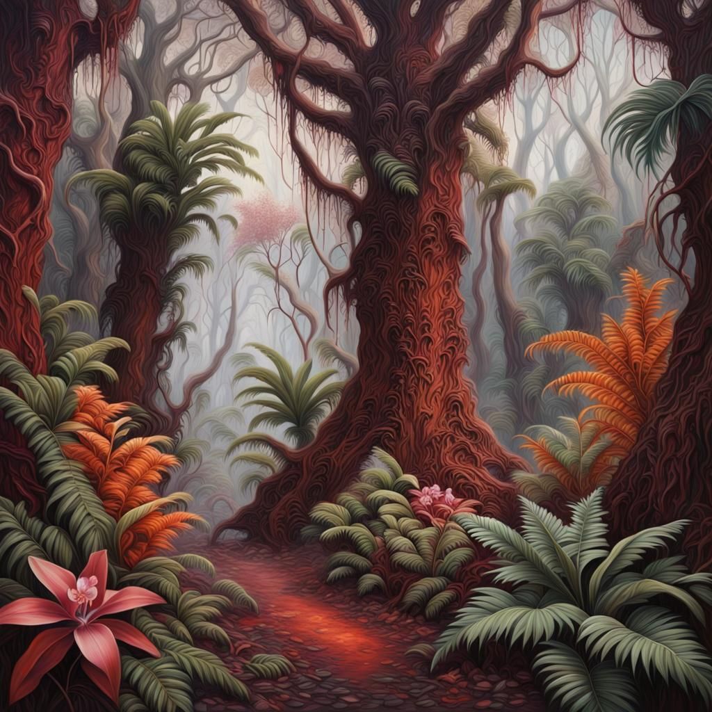 Fantasy Forest Concept Art in Oil on Canvas