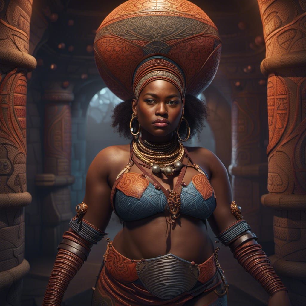 African Woman Rising: Detailed Matte Painting