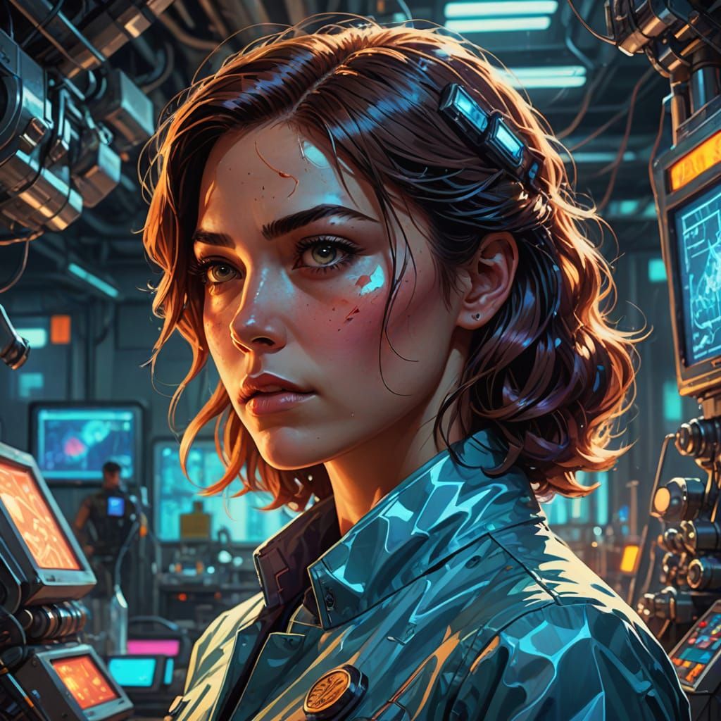 Retro-Futuristic Lab Experiment in Comic Book Style