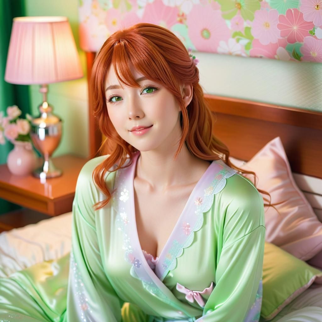 Redhead in Manga Style with Sparkles