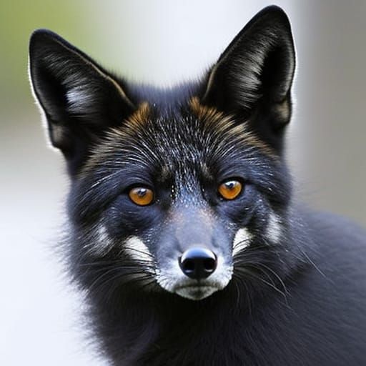 Majestic Black Fox with Amber Eyes
