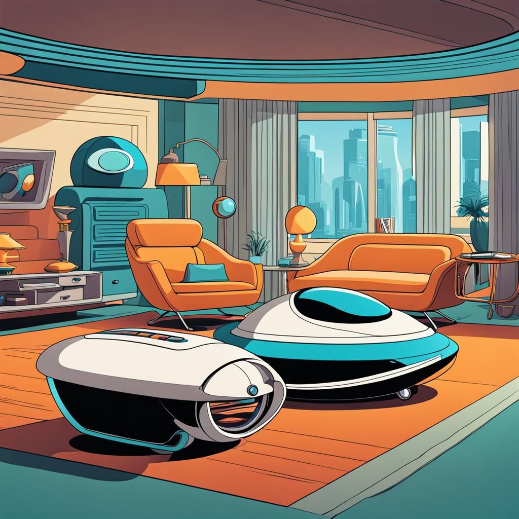 Futuristic Mechanical Pet in Jetsons Cartoon Style