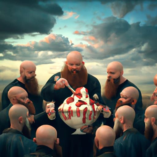 Humorous Sundae Fight: Six Red-Bearded Bald Men