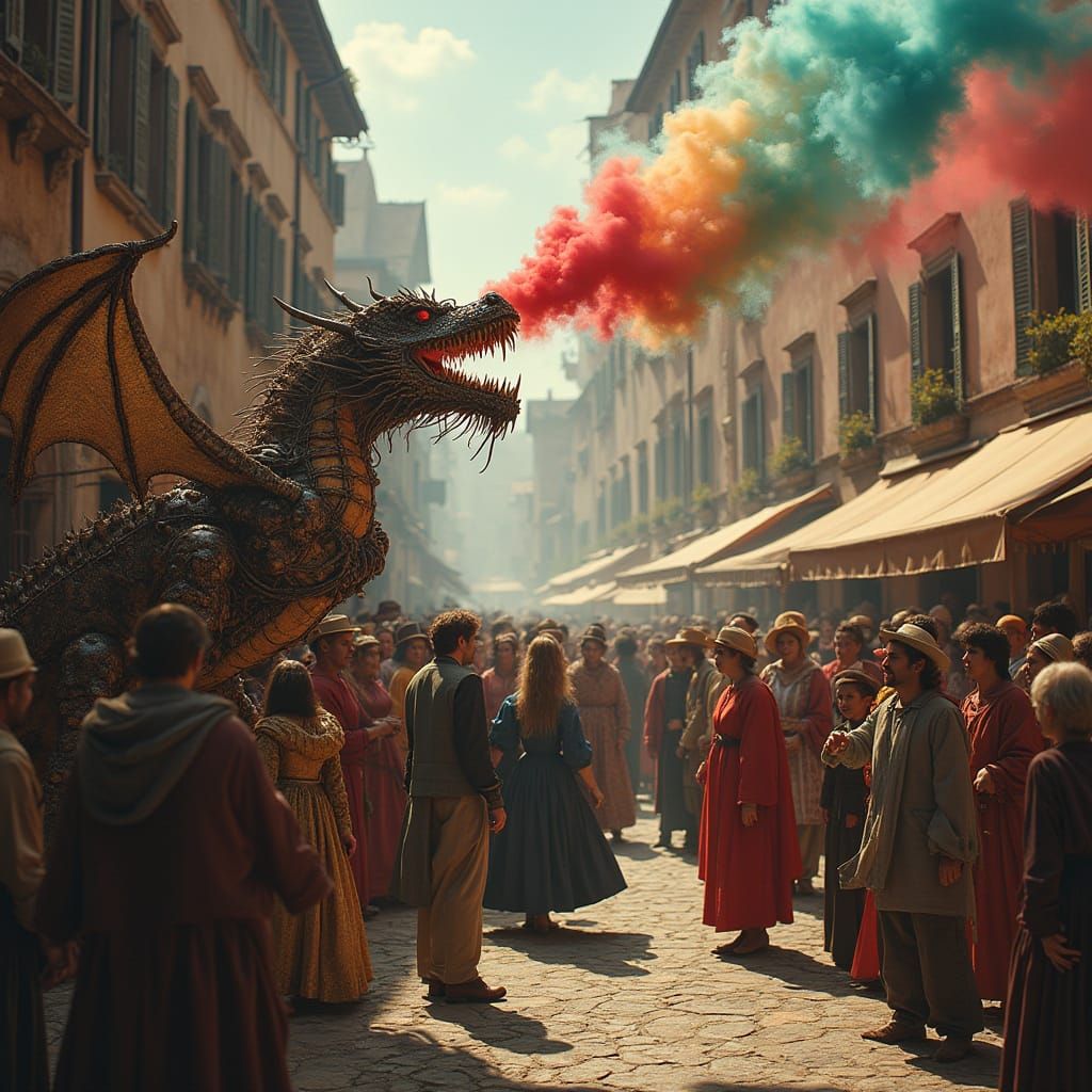 Da Vinci's Mechanical Dragon Unveiled in Renaissance Marketp...