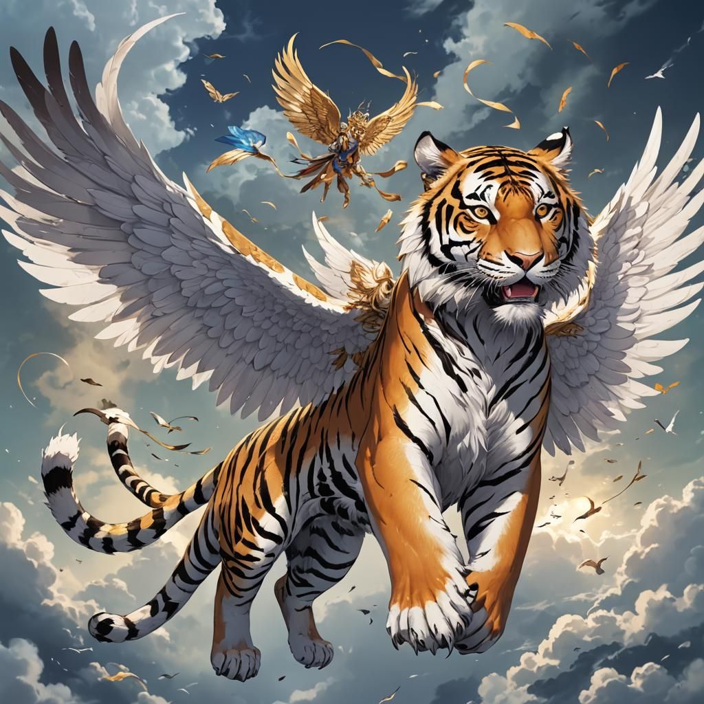 Winged Tiger in Anime Style