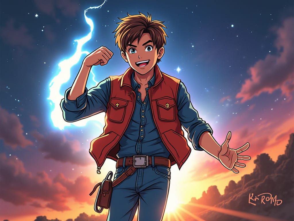 Marty McFly in Vibrant Anime Style
