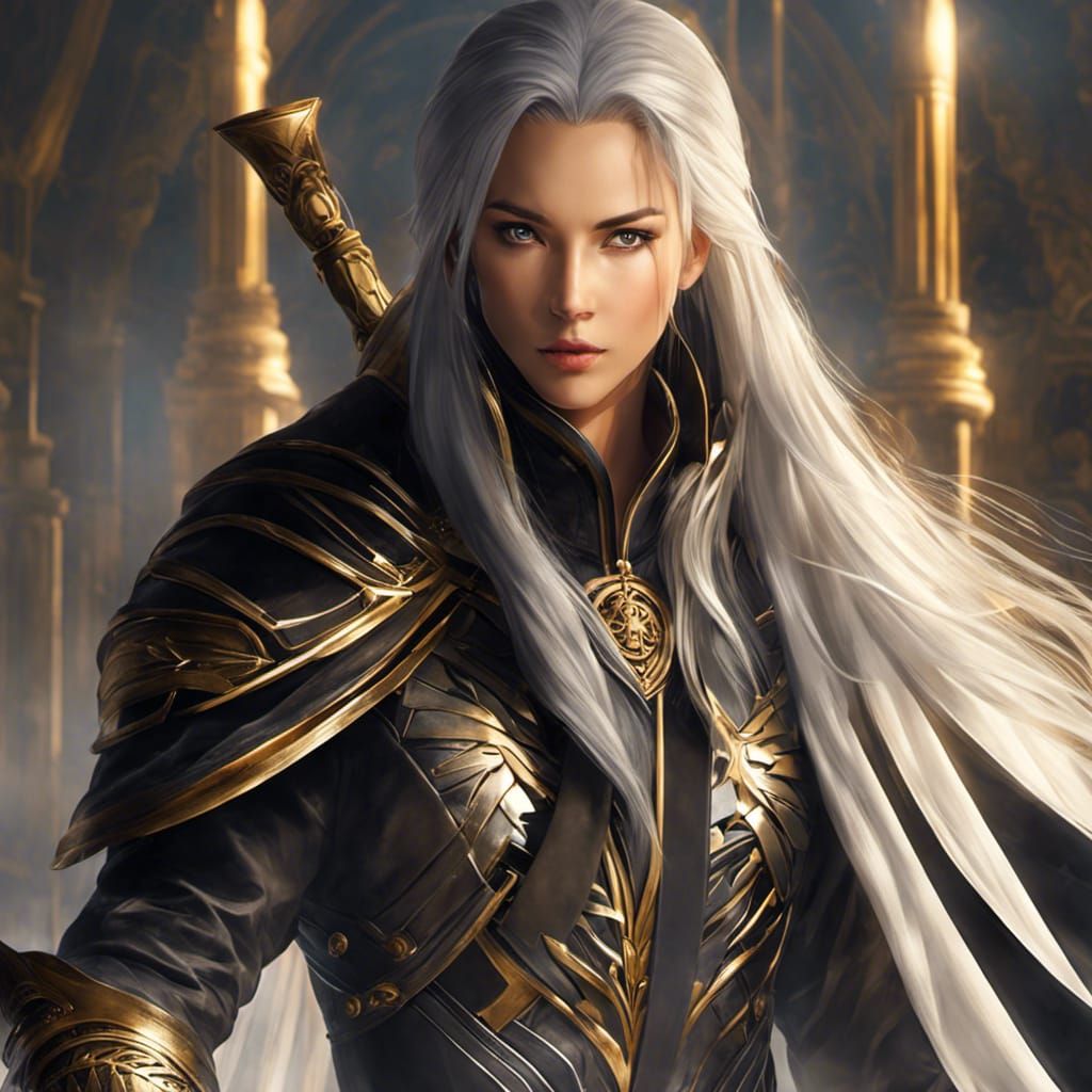 Epic Elven Warrior with Katana in Anime Style