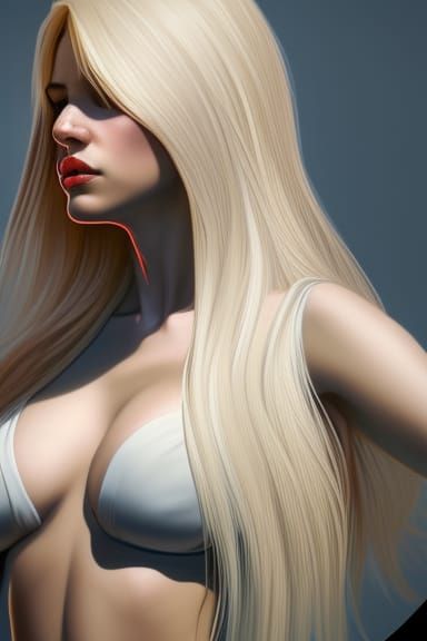 Flirty Blonde Woman Posing in Art Nouveau Style