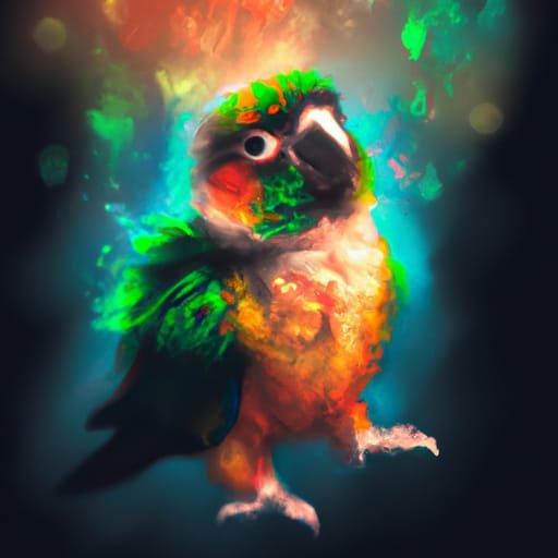 Adorable Chibi Conure Portrait in Digital Art Style