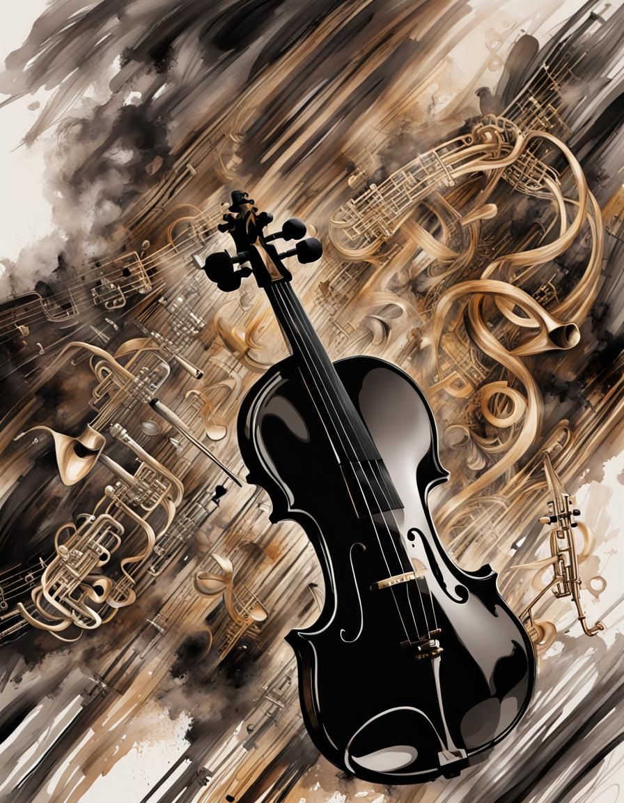 Calligraphic Musical Instruments in Detailed Matte Painting