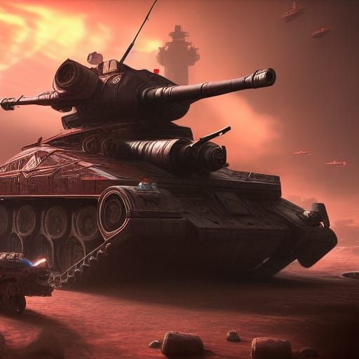 Russian Tank in War Environment: Detailed Matte Painting