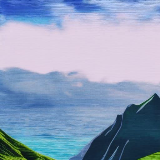 Monochromatic Mountain Island Seascape