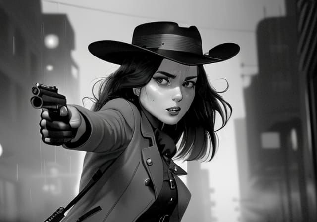 Noir Silhouette in Frozen Cityscape