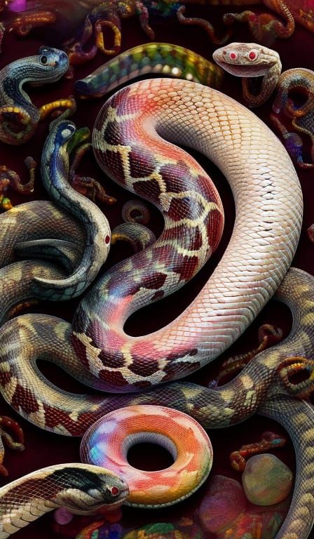 Hyperrealistic Iridescent Albino Corn Snake Mass