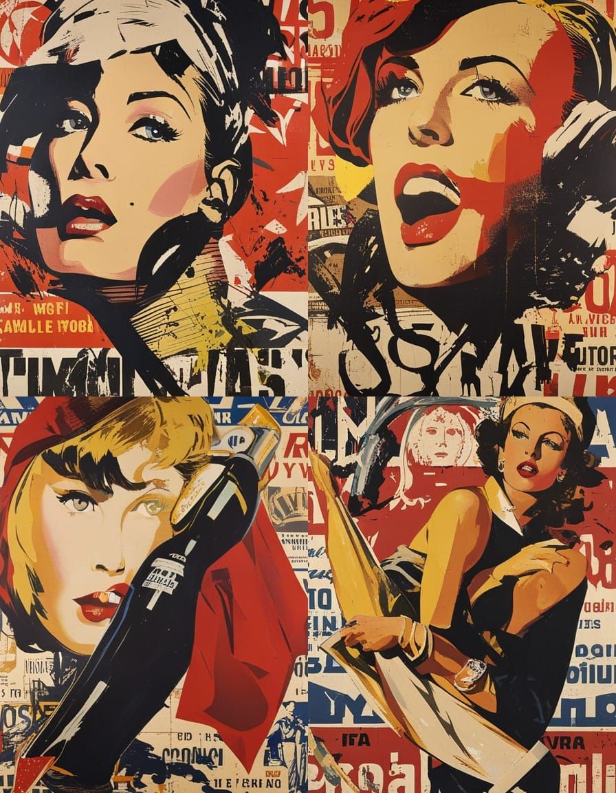 Dynamic Decollage Art Image