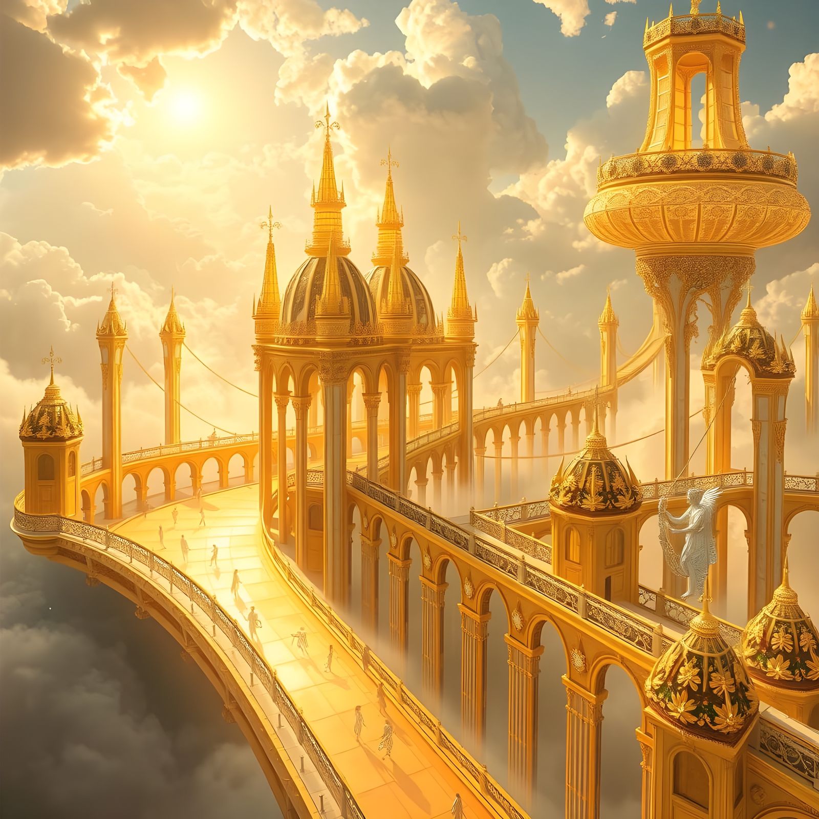Celestial Realm: Golden Streets and Crystal Palaces