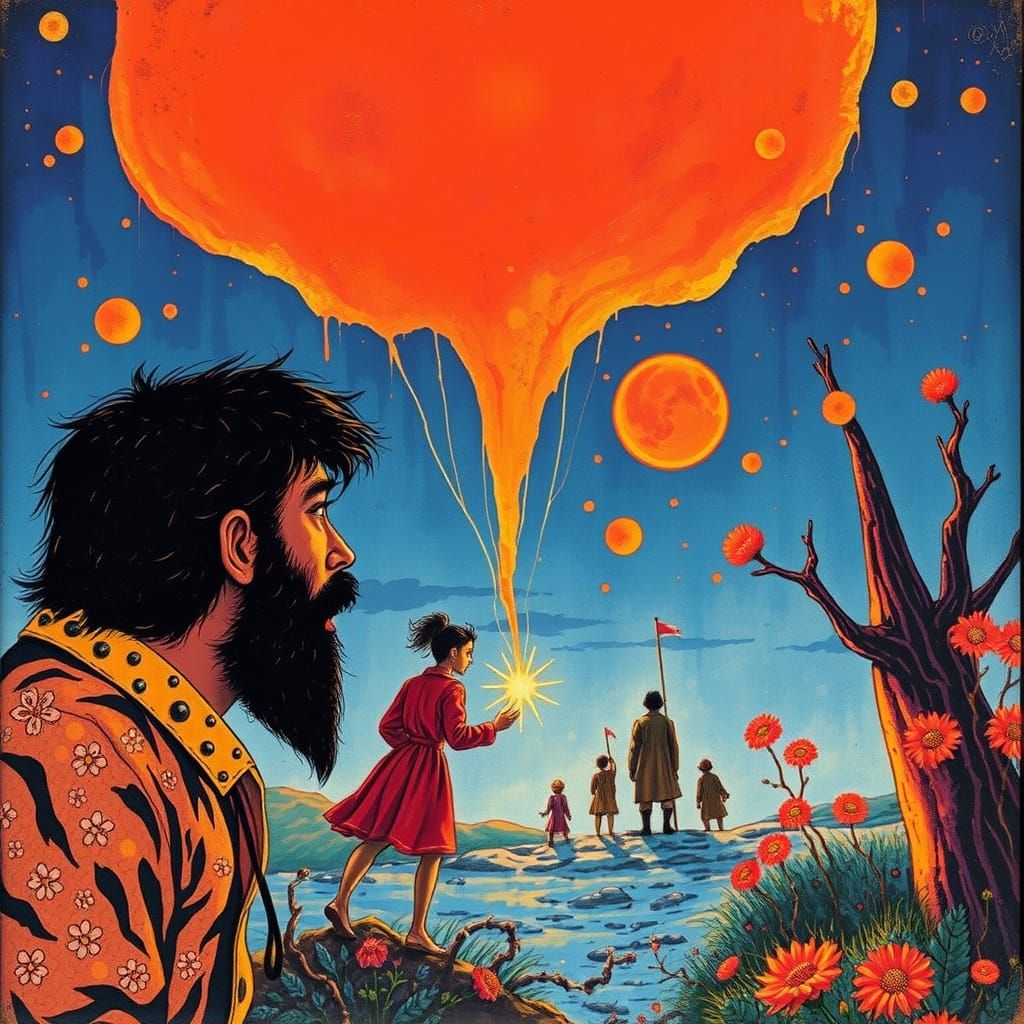 Vibrant Pop Art Portrait of a Startled Figure