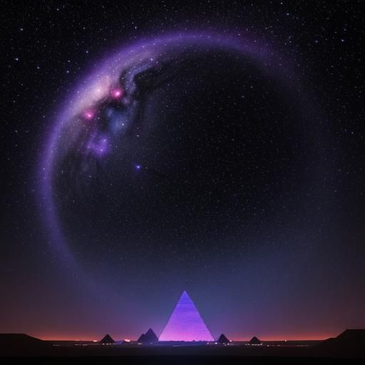 Cosmic Egyptian Pyramids in Comic Book Art Style