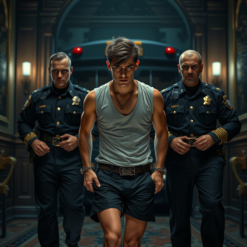 Young Man in Distressed Shorts Handcuffed in Court