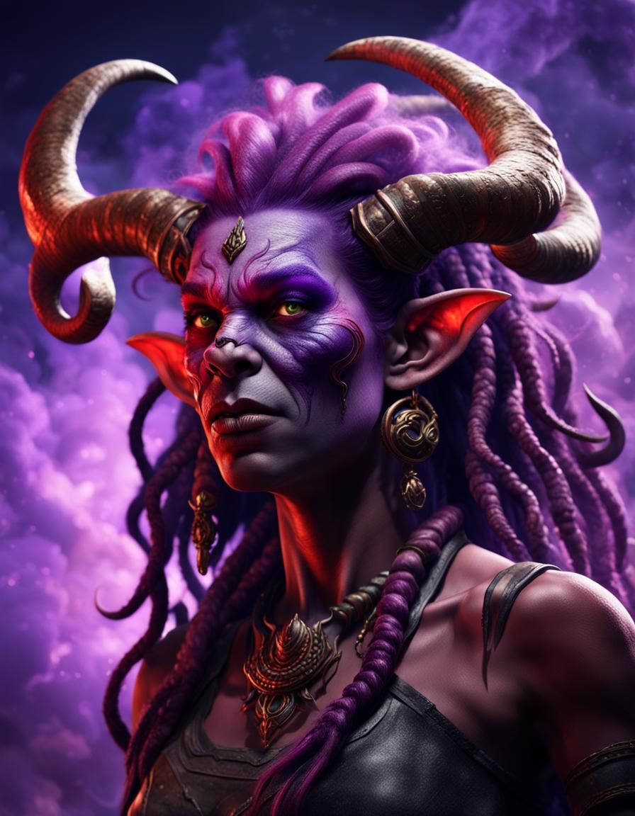 Curvy Female Satyr Orc with Tentacle Horns