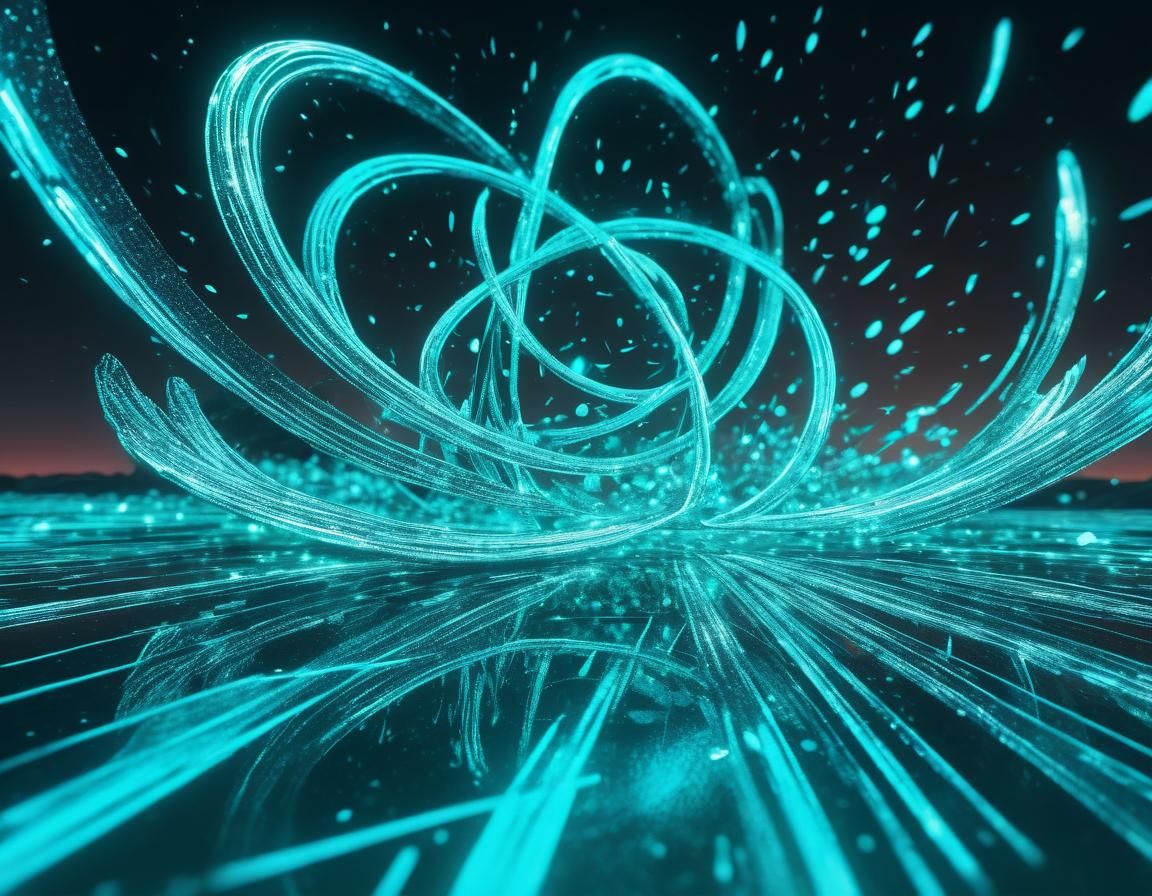 Ethereal Solarpunk Chalk Art in Cyan and Cherry