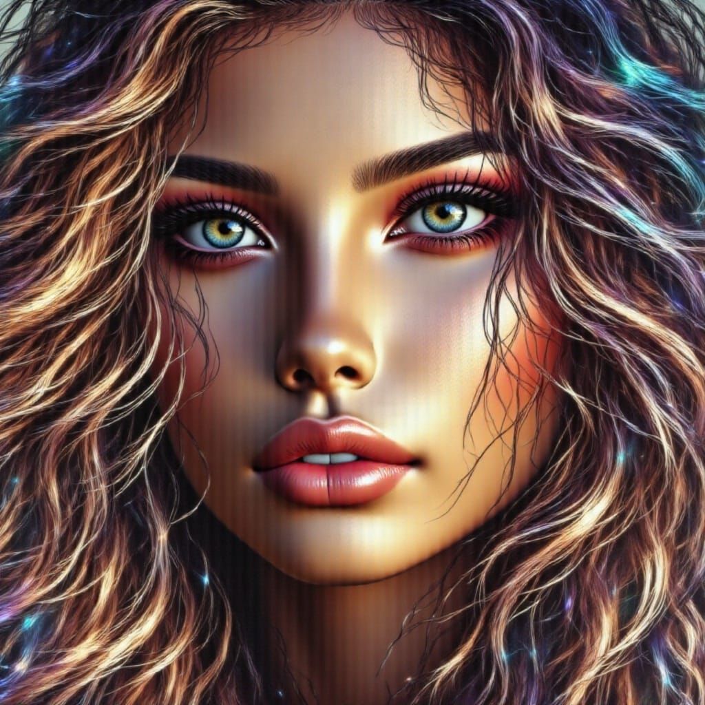 Cyberpunk Sci-Fi Woman with Galactic Kingdom Overlay