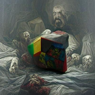 Horror Rubik's Cube in Doré Style