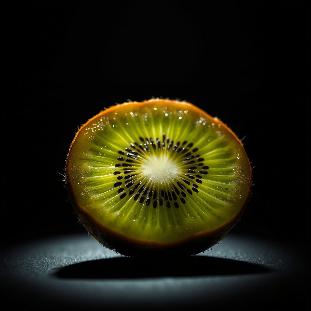 Hyperrealistic Kiwi Fruit in Dramatic Lighting