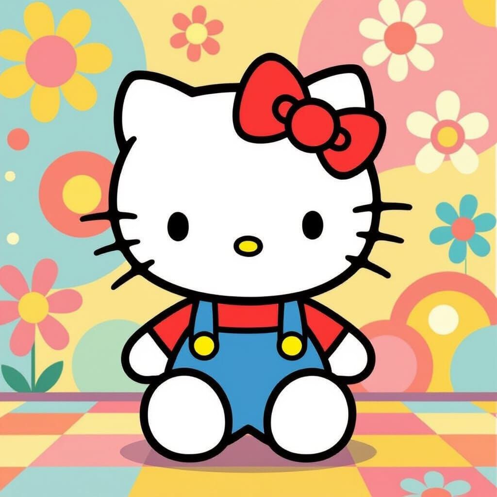 Hello Kitty in a Colorful Kawaii Style