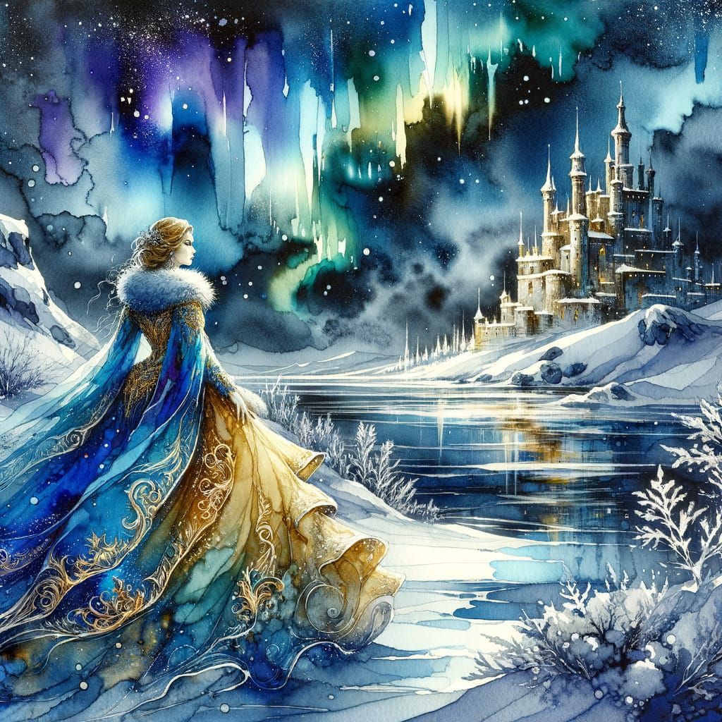 Regal Beauty Amidst Frosty Aurora