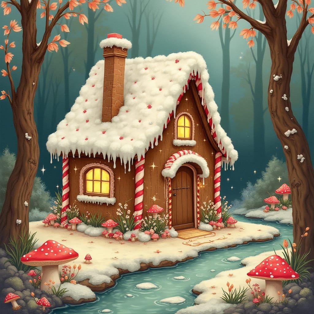 Whimsical Gingerbread Cottage in Enchanted Forest