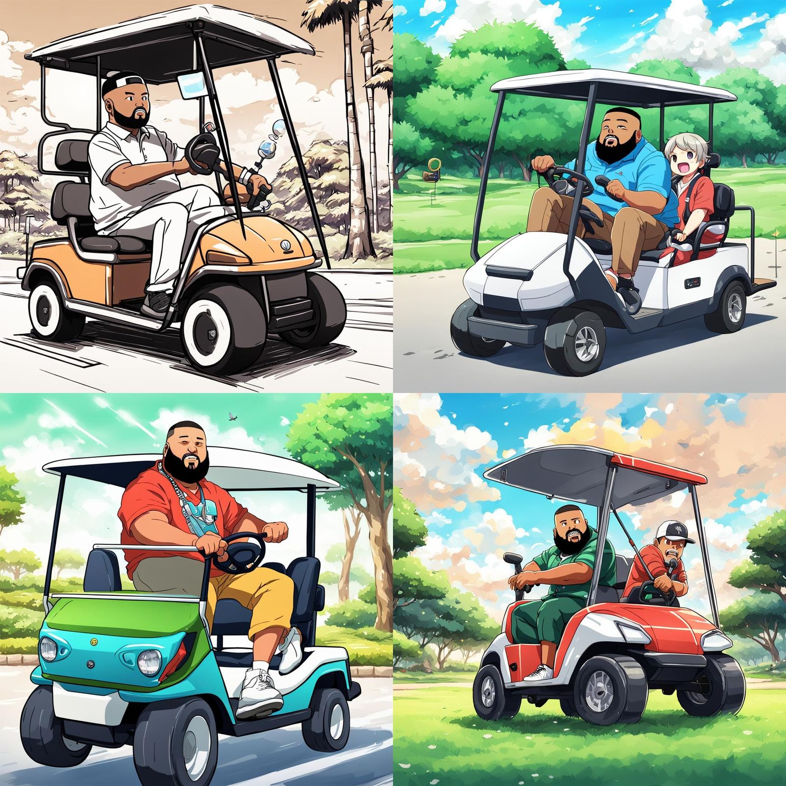 Anime DJ Khaled on Golf Cart