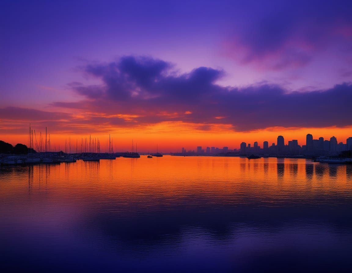 Metropolis Sunrise: Impressionistic Cityscape Reflection