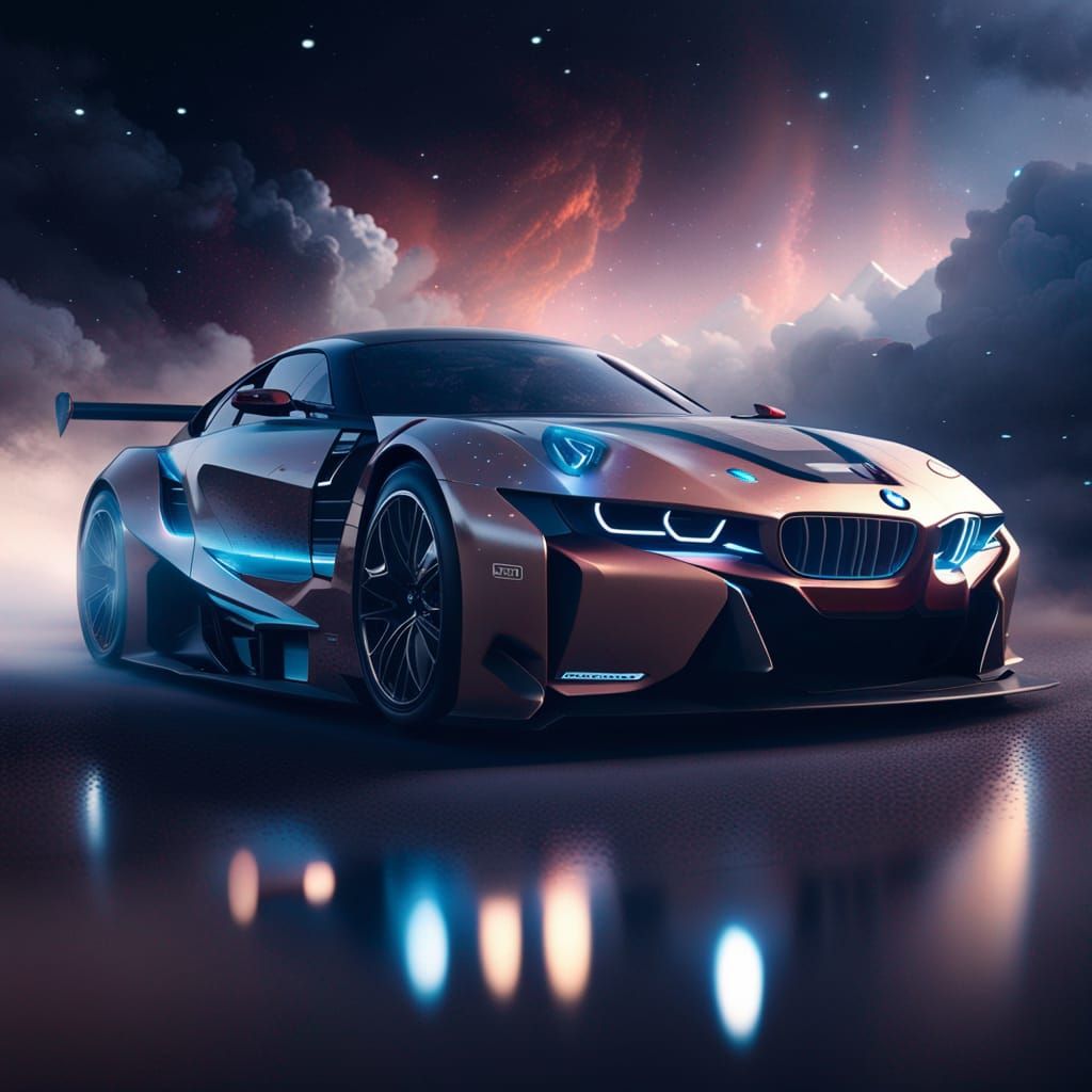 BMW GT Race Through a Nebula in Space