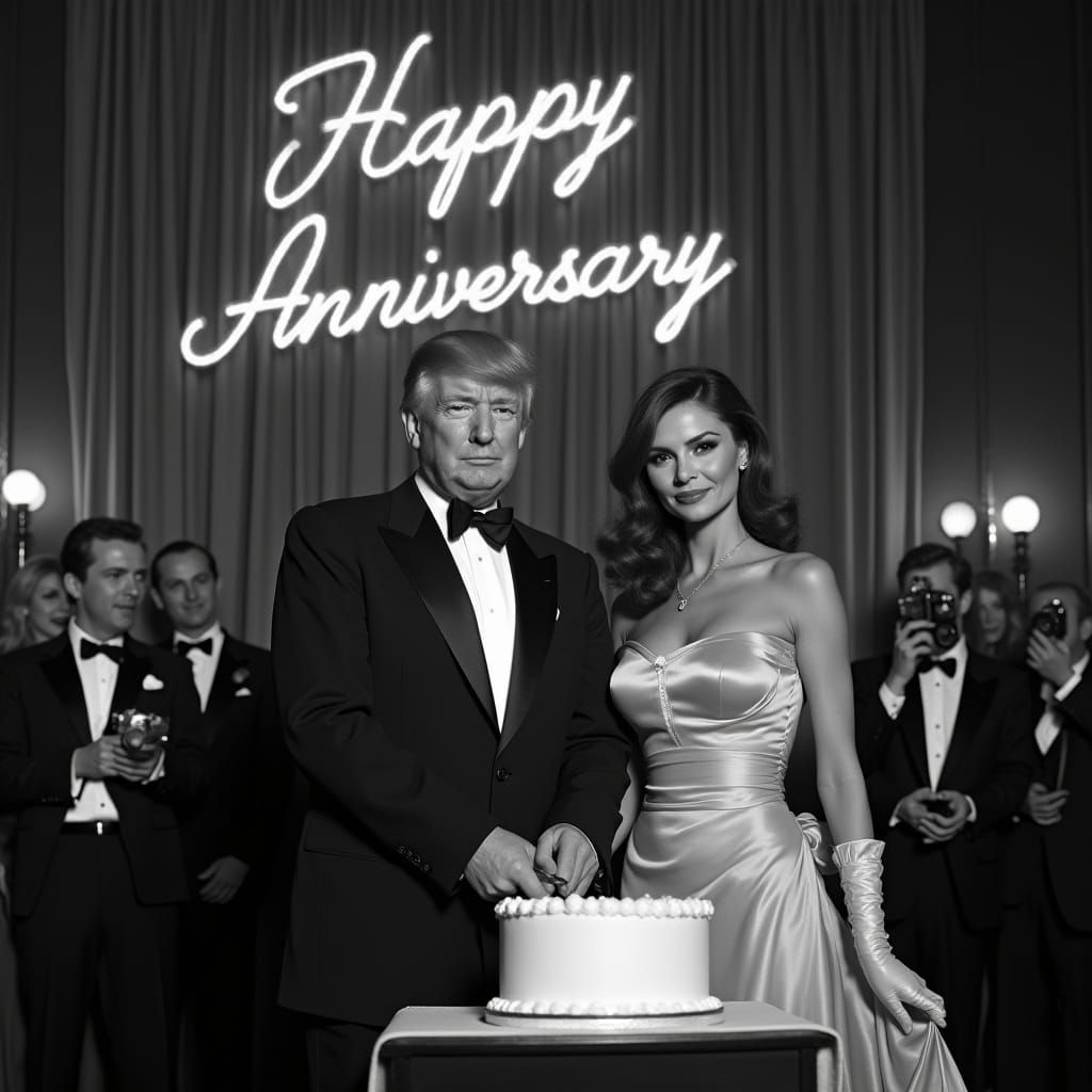 Donald and Melania Trump Anniversary in Retro Hollywood Styl...