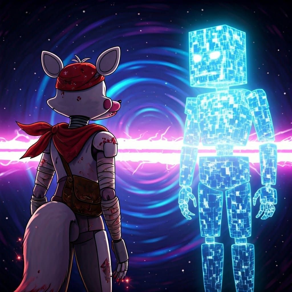 Cyberpunk Heroine Faces Off Against Glowing Entity in Cosmic...