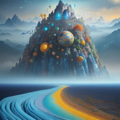 Magical Travel in Vibrant Dreamscape, Oil Painting Style