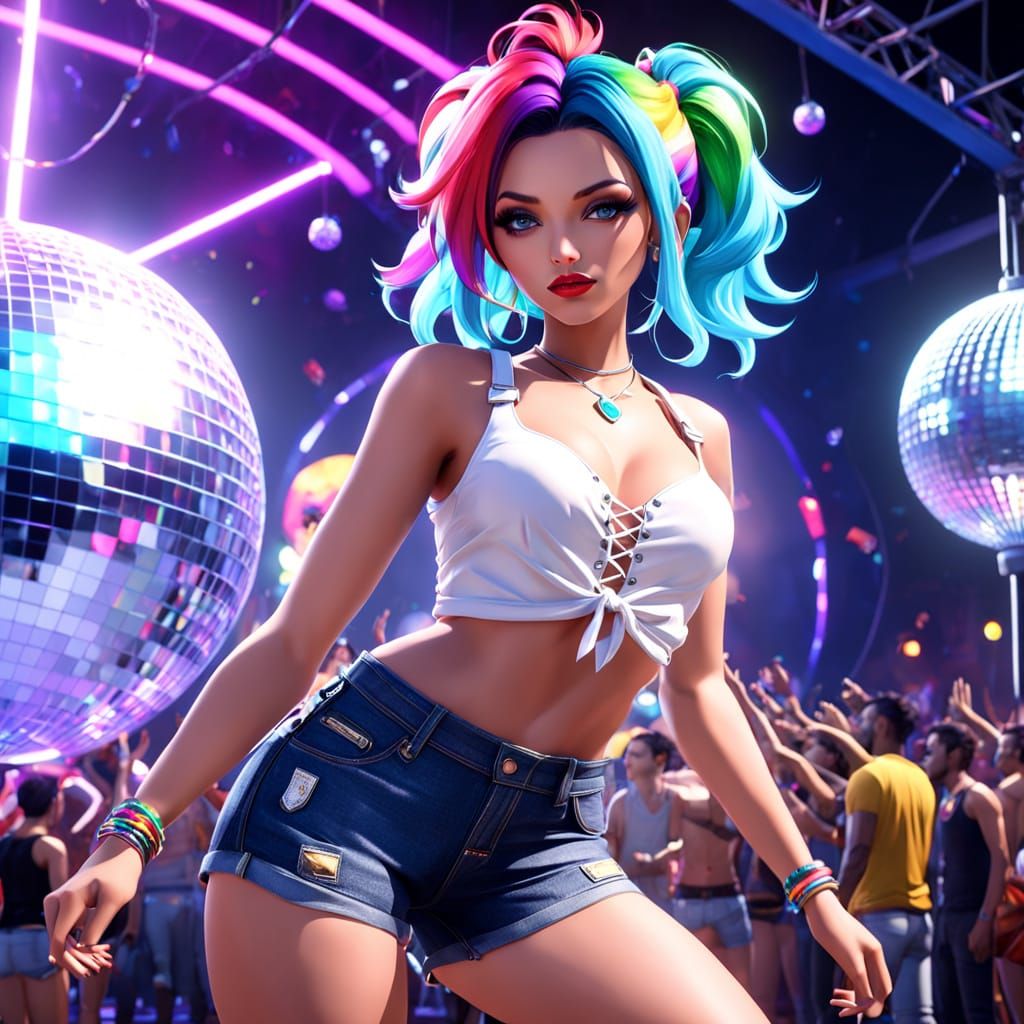 Surreal Rave Goddess in Neon Wonderland