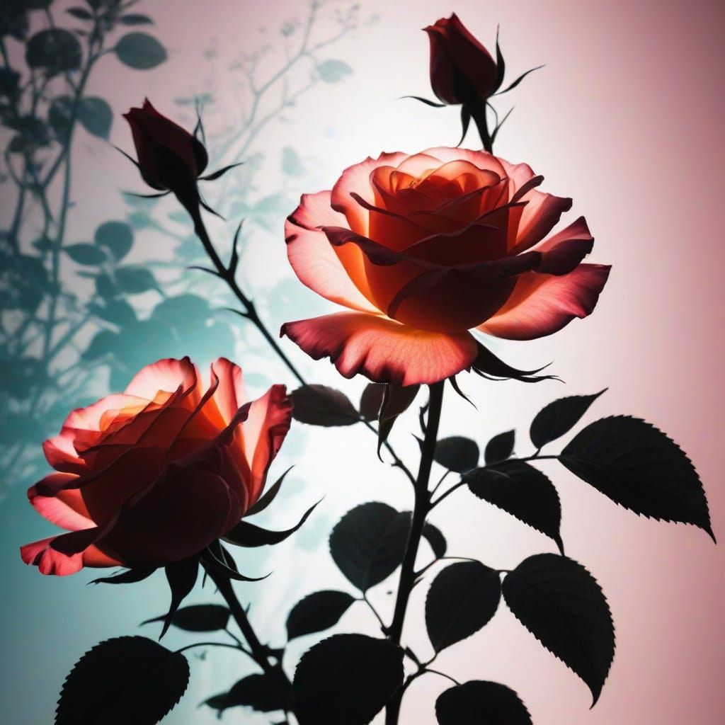 Surreal Rose Silhouette in Double Exposure