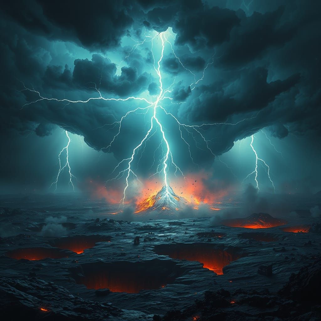 Epic Apocalyptic Thunderstorm in Hyper-Detailed Matte Painti...