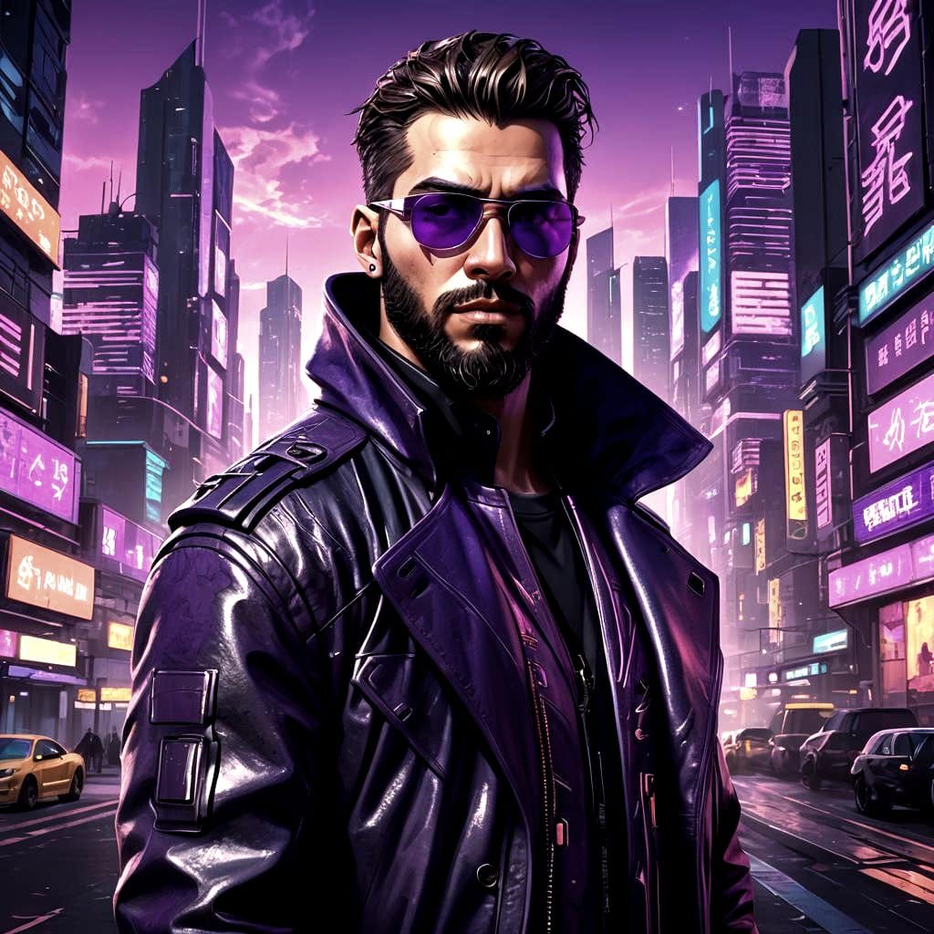 Fashionable Man in Cyberpunk Anime Style