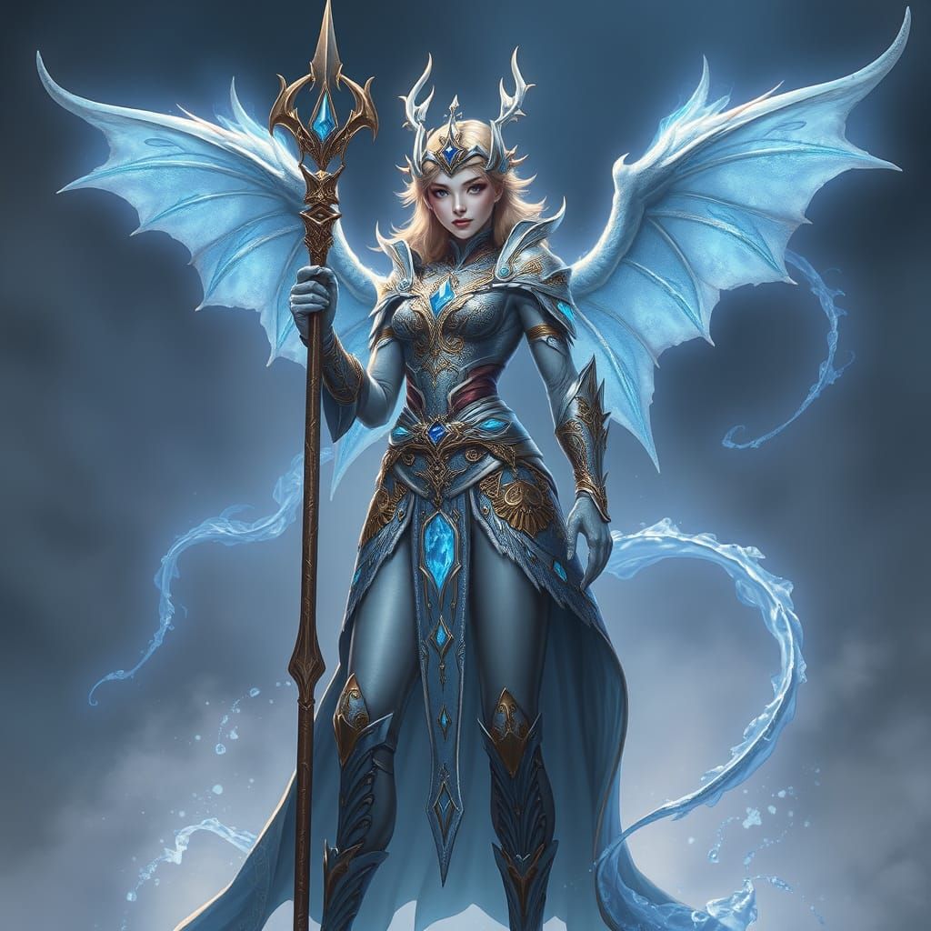 Hyperrealistic Frost Mage Surrounded by Water Elementals in ...
